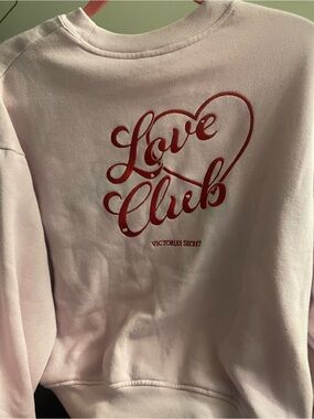 Victoria's Secret Light Pink Sweatshirt with Red 'Love Club' Graphic